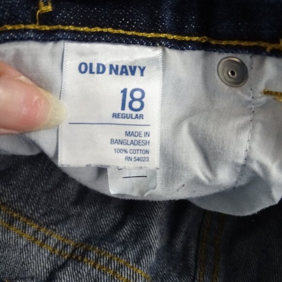 Old Navy Straight Leg Denim Jeans Boys Size 18 R Adjustable Waist Blue Cotton - Picture 6 of 12